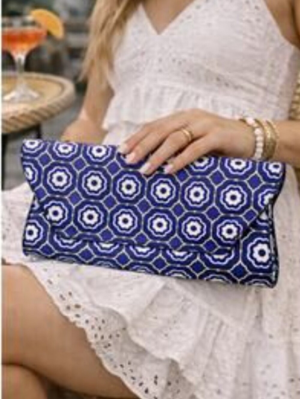 Trina Turk Navy Medallion Clutch
